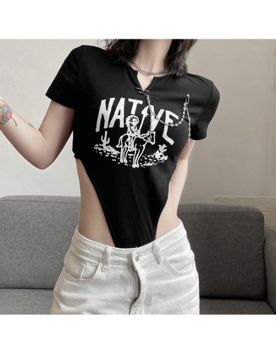 Replica Fashion Letter Round Neck Short Sleeve Bodysuit Short Sleeve Crew Neck #797188 $18.38 USD for Wholesale