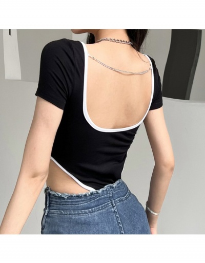 Replica Sexy Letter Printing Backless Short Sleeve Bodysuit Short Sleeve U Neck #797189 $21.35 USD for Wholesale