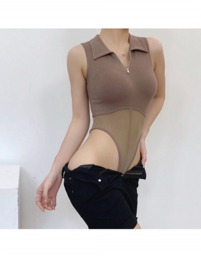 Simple Design Solid Color See Through Sexy Bodysuits  Sleeveless Turndown Collar #797194 $28.65 USD, Wholesale Fashion Bodysuits