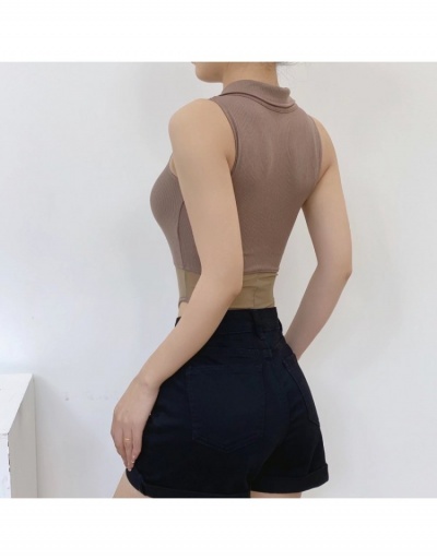 Replica Simple Design Solid Color See Through Sexy Bodysuits  Sleeveless Turndown Collar #797194 $28.65 USD for Wholesale