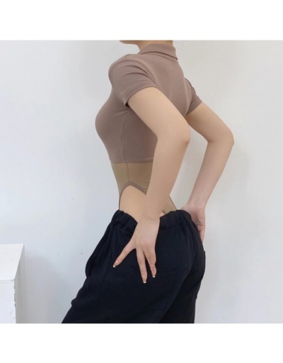 Replica Summer Fashion Polo Neck Short Sleeve Gauze Sexy Bodysuits  Short Sleeve Turndown Collar #797195 $27.59 USD for Wholesale