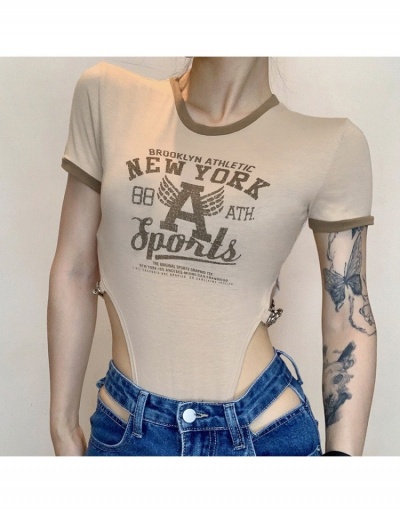 Replica Vintage Style Letter Printing Short Sleeve Women Bodysuits  Short Sleeve O Neck #797205 $20.36 USD for Wholesale