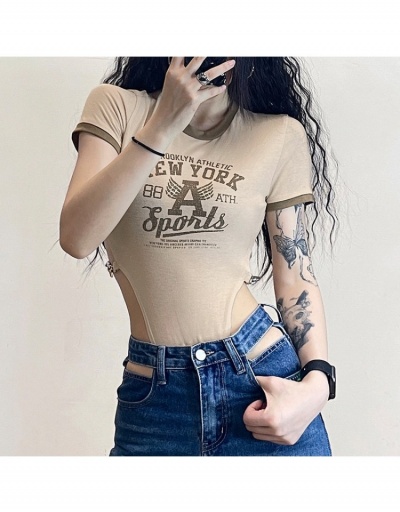 Replica Vintage Style Letter Printing Short Sleeve Women Bodysuits  Short Sleeve O Neck #797205 $20.36 USD for Wholesale