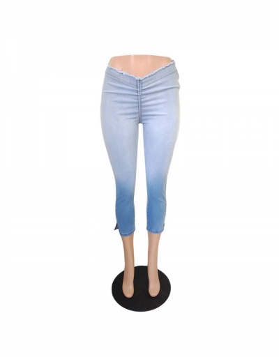 Replica Blue Gradient Color  Pencil  Cropped  Denim Jeans #797209 $28.65 USD for Wholesale