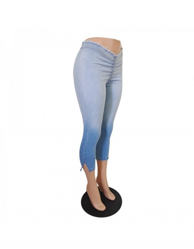 Replica Blue Gradient Color  Pencil  Cropped  Denim Jeans #797209 $28.65 USD for Wholesale