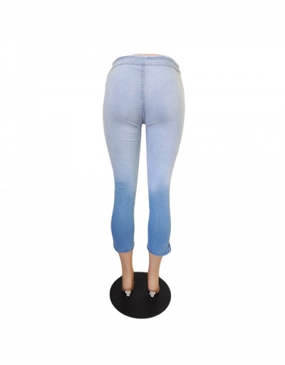 Replica Blue Gradient Color  Pencil  Cropped  Denim Jeans #797209 $28.65 USD for Wholesale