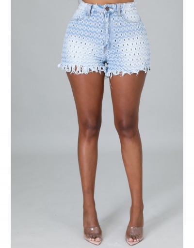 Replica Hollow Out Tassel Stylish Street Denim Shorts #797215 $21.42 USD for Wholesale