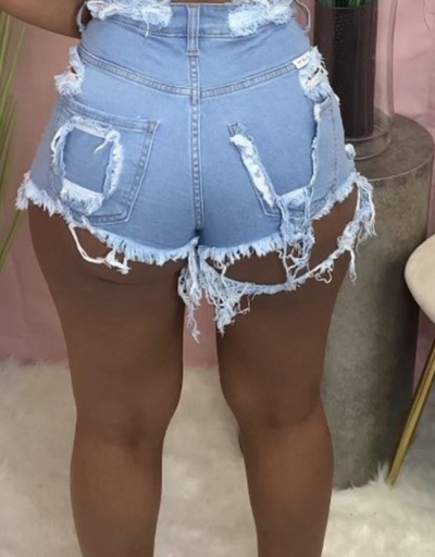 Replica Sexy Ripped Tassel White Denim Shorts For Women #797216 $19.73 USD for Wholesale