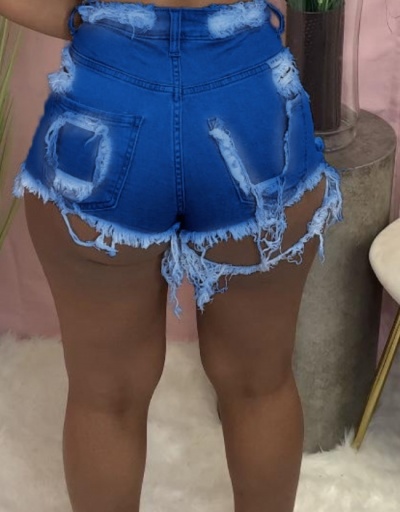 Replica Sexy Ripped Tassel White Denim Shorts For Women #797216 $19.73 USD for Wholesale