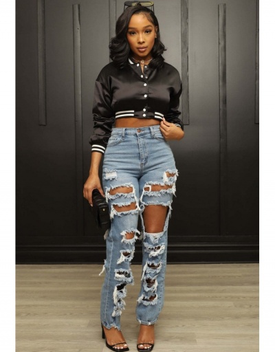 Replica Fashion Design Hollow Out Zipper Up Denim  #797217 $35.81 USD for Wholesale