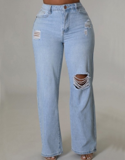  Chic Ripped Straight Leg Jeans For Women #797220 $23.11 USD, Wholesale Fashion Jeans