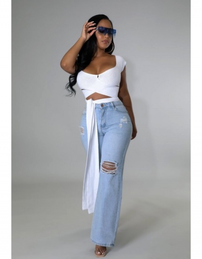 Replica  Chic Ripped Straight Leg Jeans For Women #797220 $23.11 USD for Wholesale