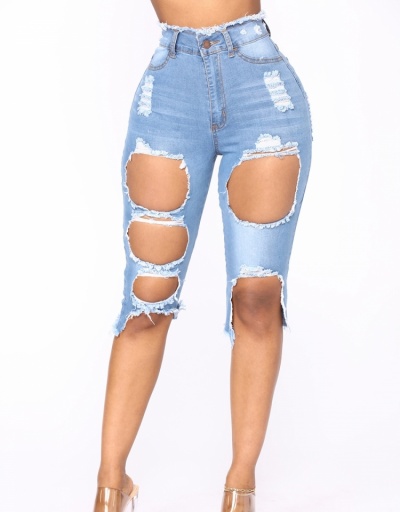  Summer Fashion Casual Ripped Denim Five-point Pants #797221 $23.11 USD, Wholesale Fashion Jeans