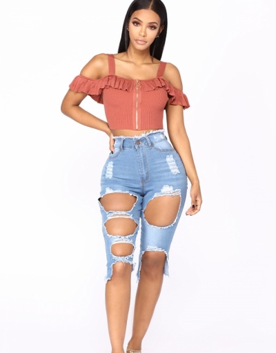 Replica  Summer Fashion Casual Ripped Denim Five-point Pants #797221 $23.11 USD for Wholesale