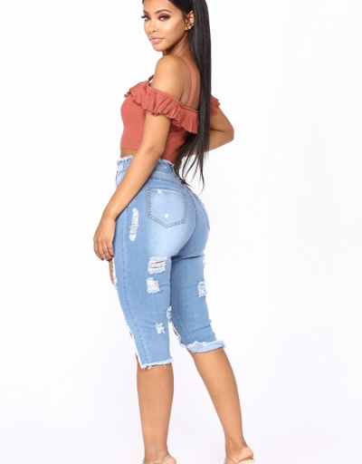 Replica  Summer Fashion Casual Ripped Denim Five-point Pants #797221 $23.11 USD for Wholesale