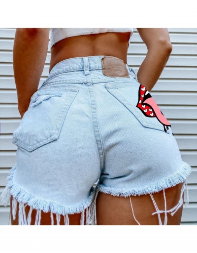 Replica  Fashion Street Ripped Printing Denim Shorts #797223 $26.07 USD for Wholesale