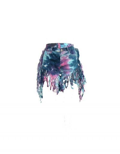 Replica Fashion Casual Camouflage Tassels Denim Shorts #797227 $29.78 USD for Wholesale