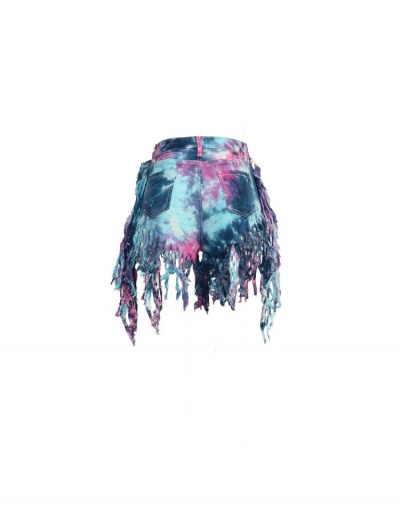 Replica Fashion Casual Camouflage Tassels Denim Shorts #797227 $29.78 USD for Wholesale