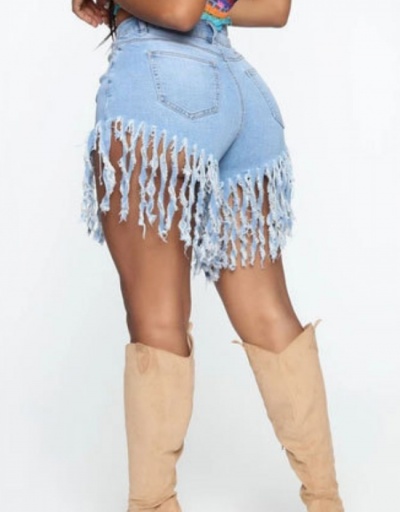 Replica  Fashion Sexy Butterfly Pattern Tassels Women's Denim Shorts #797228 $28.73 USD for Wholesale