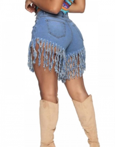 Replica  Fashion Sexy Butterfly Pattern Tassels Women's Denim Shorts #797228 $28.73 USD for Wholesale