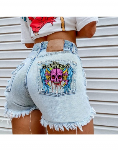 Euro Style Skull Design Zipper Up Hole Tassels Short Pants  #797234 $24.21 USD, Wholesale Fashion Jeans