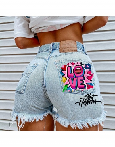 Replica Euro Style Cartoon Printing Pockets Denim Short Pants  #797241 $23.28 USD for Wholesale