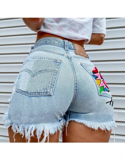 Replica Euro Style Cartoon Printing Pockets Denim Short Pants  #797241 $23.28 USD for Wholesale