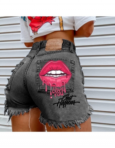 Replica Street Style Lip Pattern Tassels Summer Short Pants  #797242 $24.21 USD for Wholesale