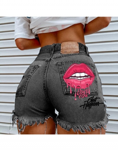 Replica Street Style Lip Pattern Tassels Summer Short Pants  #797242 $24.21 USD for Wholesale