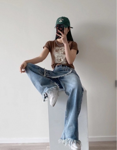 Replica New Women Design High Rise Straight Long Jeans #797247 $46.18 USD for Wholesale