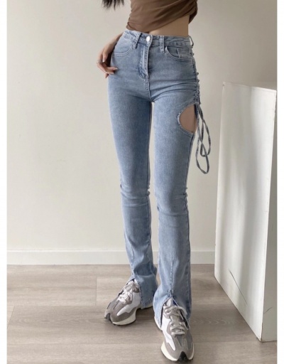 Replica Women Sexy Denim Lace Up Long Jeans  #797249 $44.44 USD for Wholesale