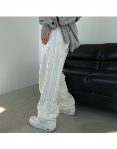 Replica  Street Versatile White Tassels Straight Jeans #797252 $25.90 USD for Wholesale