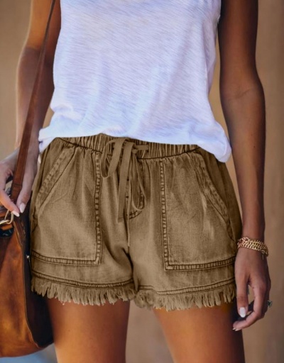 Simple Design Drawstring Pockets Tassels Short Pants  #797260 $23.66 USD, Wholesale Fashion Jeans