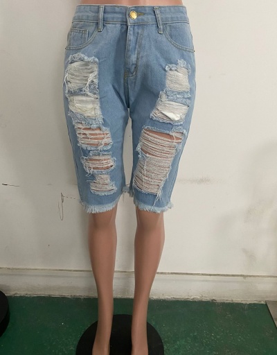 Replica Women Casual Ripped Half Length Denim Jeans #797266 $23.11 USD for Wholesale