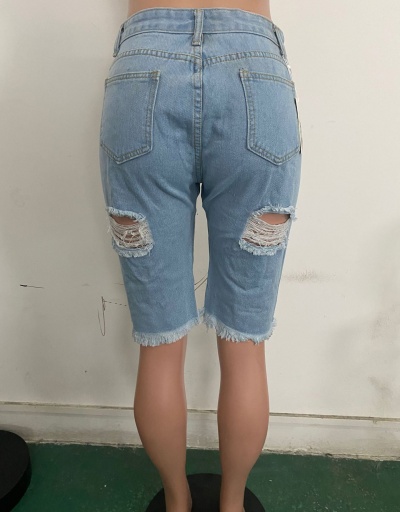 Replica Women Casual Ripped Half Length Denim Jeans #797266 $23.11 USD for Wholesale