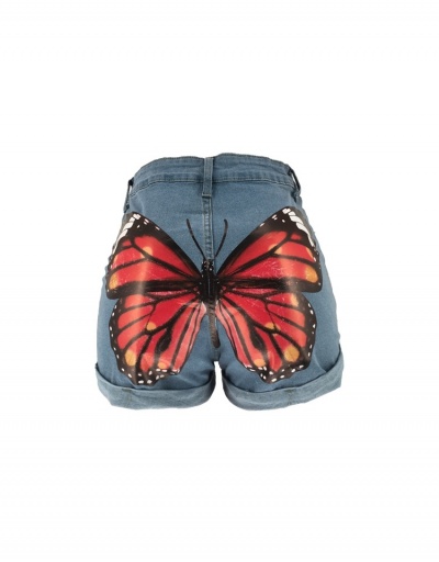 Replica  Hot Butterfly Print Shorts Jeans For Women #797270 $26.71 USD for Wholesale