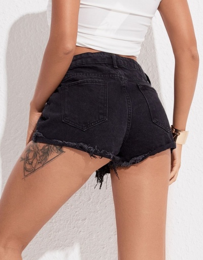 Replica  Women's Black Ripped High-waisted Denim Shorts #797273 $24.21 USD for Wholesale