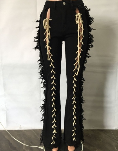 Replica Tie Wrap Designer Tassel Black  Straight Jeans #797279 $36.63 USD for Wholesale