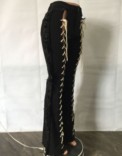 Replica Tie Wrap Designer Tassel Black  Straight Jeans #797279 $36.63 USD for Wholesale