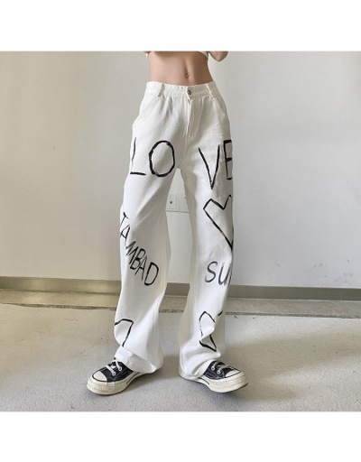  Street Style Letter Straight Denim Jeans For Women #797284 $30.27 USD, Wholesale Fashion Jeans