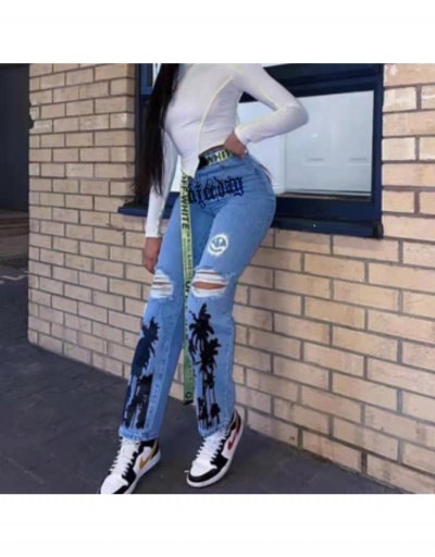  Street Printing Ripped Jeans For Women #797285 $35.10 USD, Wholesale Fashion Jeans