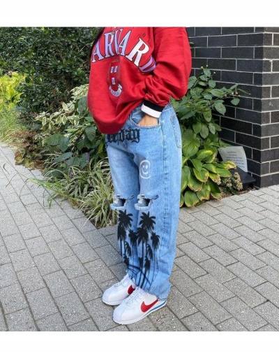 Replica  Street Printing Ripped Jeans For Women #797285 $35.10 USD for Wholesale