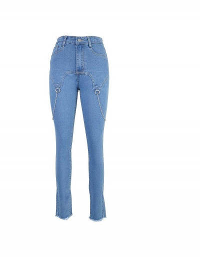 Replica Euro Style Skinny Zipper Up Chain Design Denim Long Jeans  #797286 $32.17 USD for Wholesale