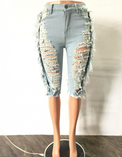 Replica Summer Blue Ripped Pencil Half Length Jeans Pants #797287 $29.28 USD for Wholesale