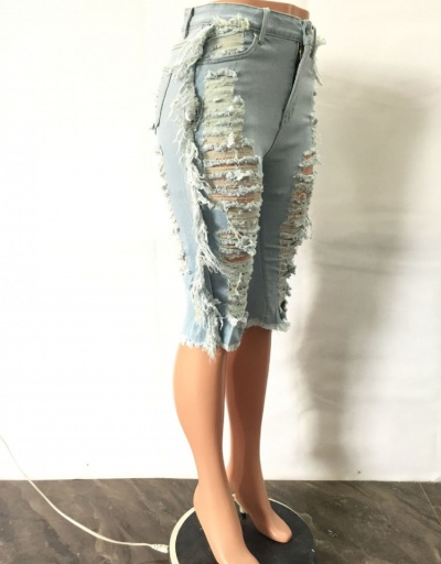 Replica Summer Blue Ripped Pencil Half Length Jeans Pants #797287 $29.28 USD for Wholesale