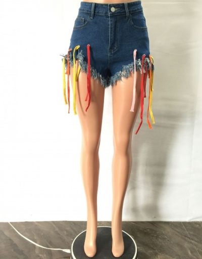 Replica Summer Blue  Tassels Denim Shorts For Women #797288 $27.10 USD for Wholesale