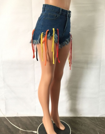 Replica Summer Blue  Tassels Denim Shorts For Women #797288 $27.10 USD for Wholesale