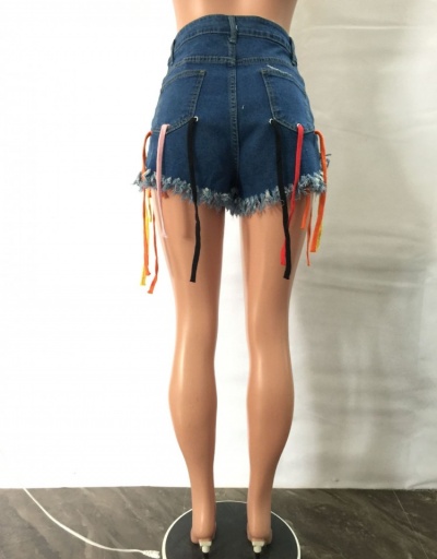 Replica Summer Blue  Tassels Denim Shorts For Women #797288 $27.10 USD for Wholesale