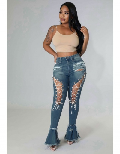 Vintage Style Hollow Out Bandage Long Jeans  #797291 $37.90 USD, Wholesale Fashion Jeans