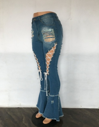 Replica Vintage Style Hollow Out Bandage Long Jeans  #797291 $37.90 USD for Wholesale